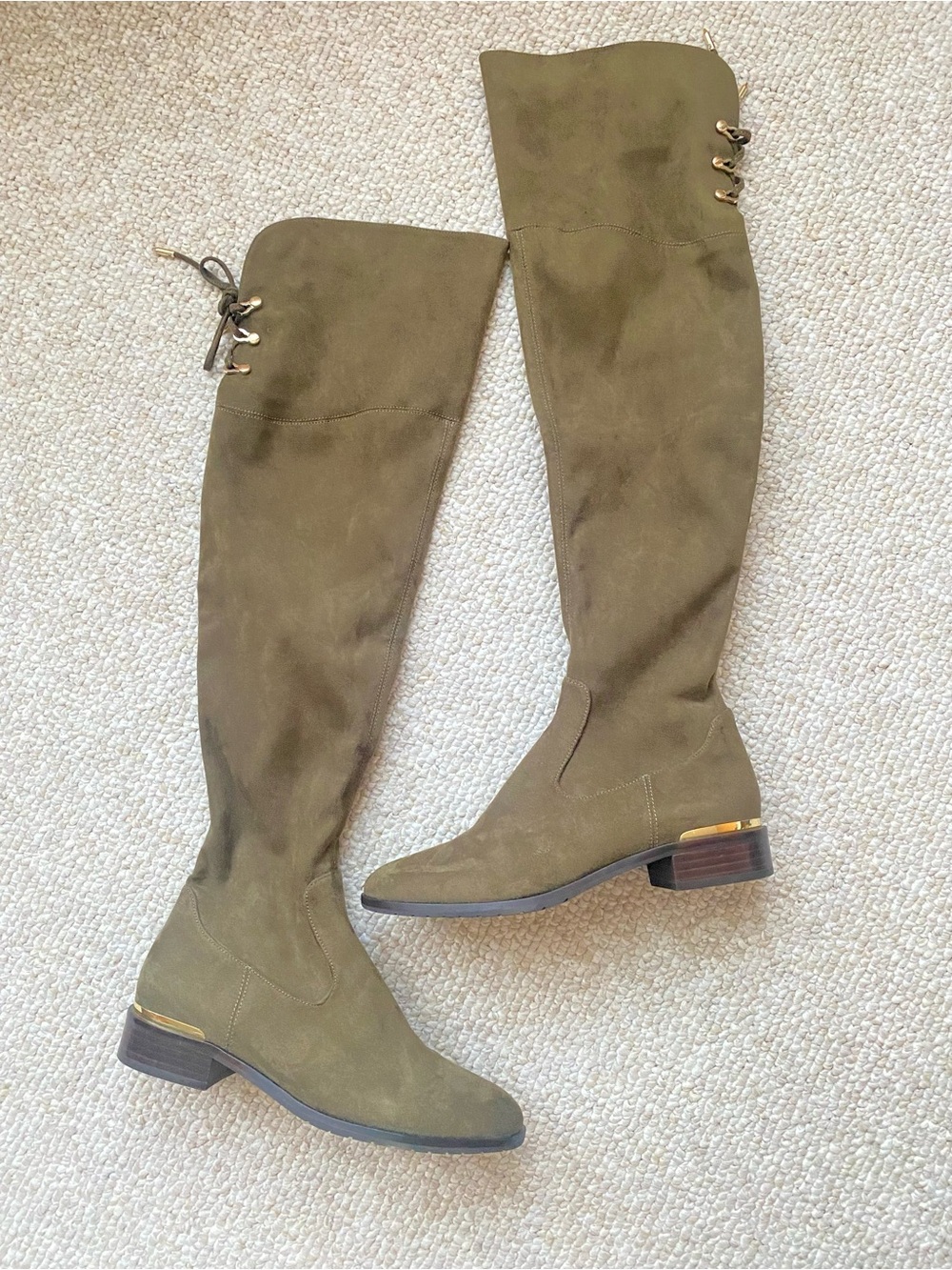 Ivanka Trump Sz 36/6 Olive Green Suede Over-the-Knee Boots